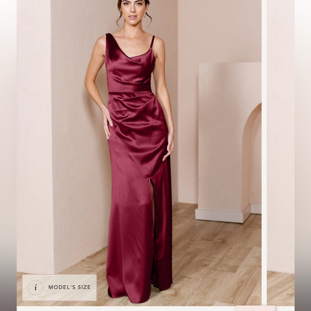 Revelry Maxine Satin Dress, Size 6, Berry Color